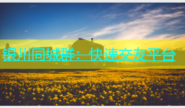 银川同城群：快速交友平台
